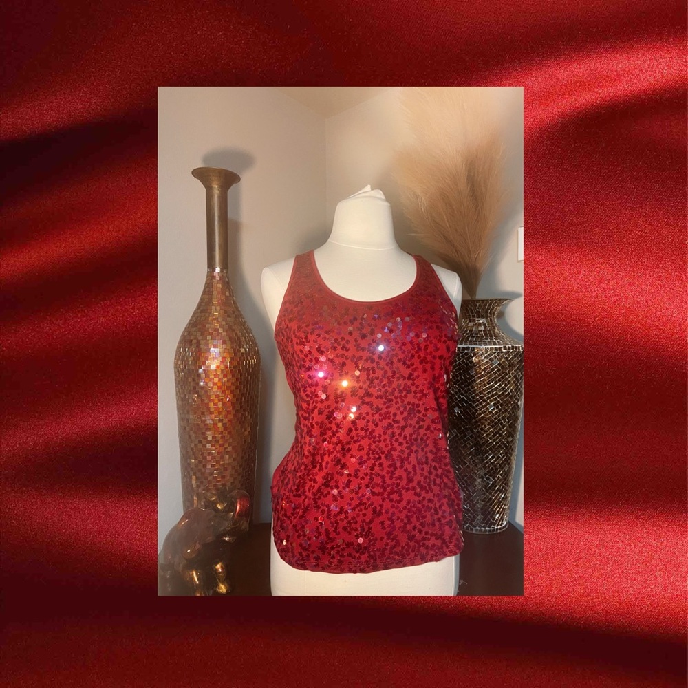 Dazzling Red Sequin Tank Top